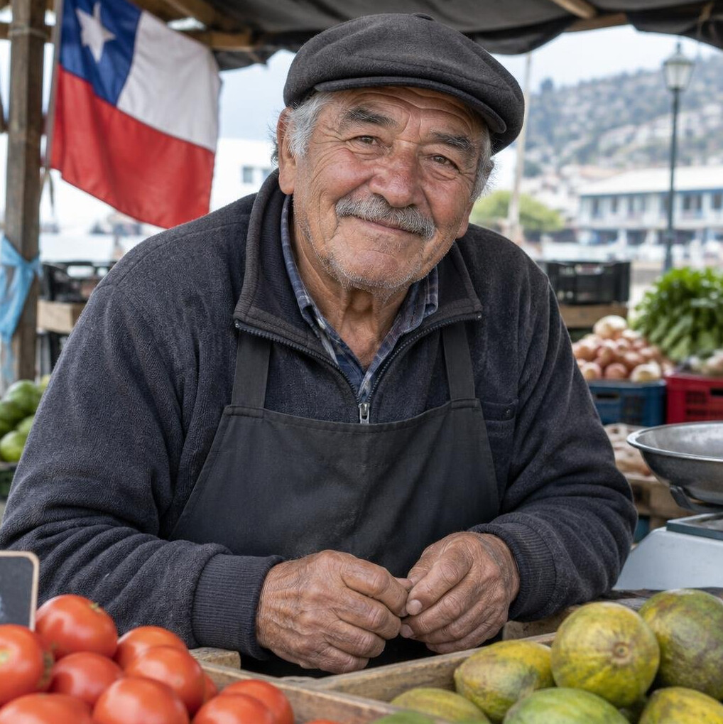 Close-up candid portrait of an elderly street vendor